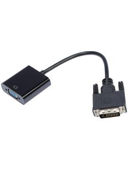 Адаптер Cablexpert A-DVID-VGAF-01, DVI 25(m)-VGA(f), кабель 0.2 м, черный