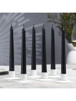Набор Свечей античных, 1,9х 20 см, 6 штук, чёрный металлик