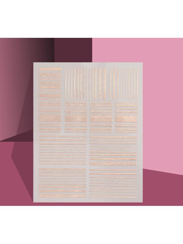 Наклейки для ногтей «Полоски», цвет розовое золото