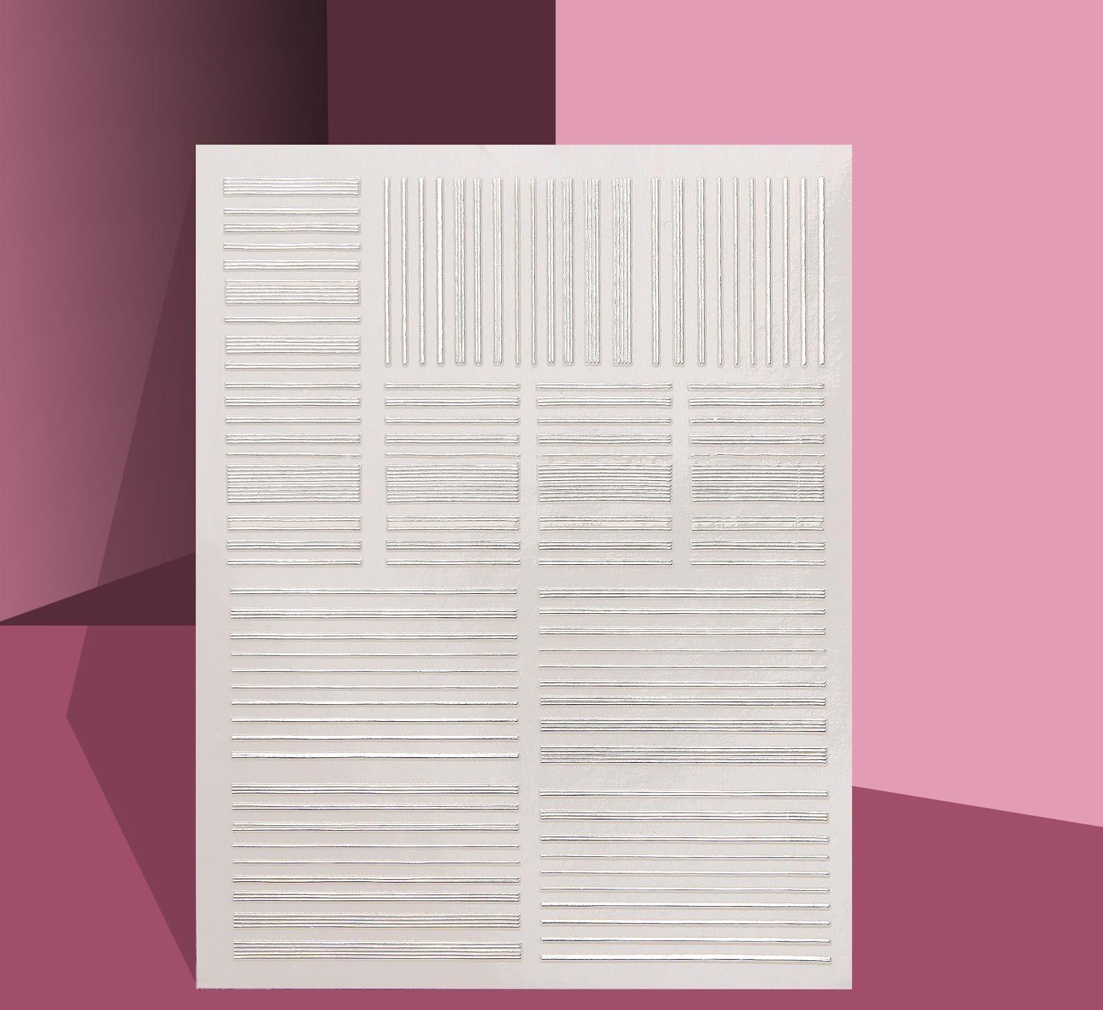 Наклейки для ногтей «Полоски», цвет серебристый