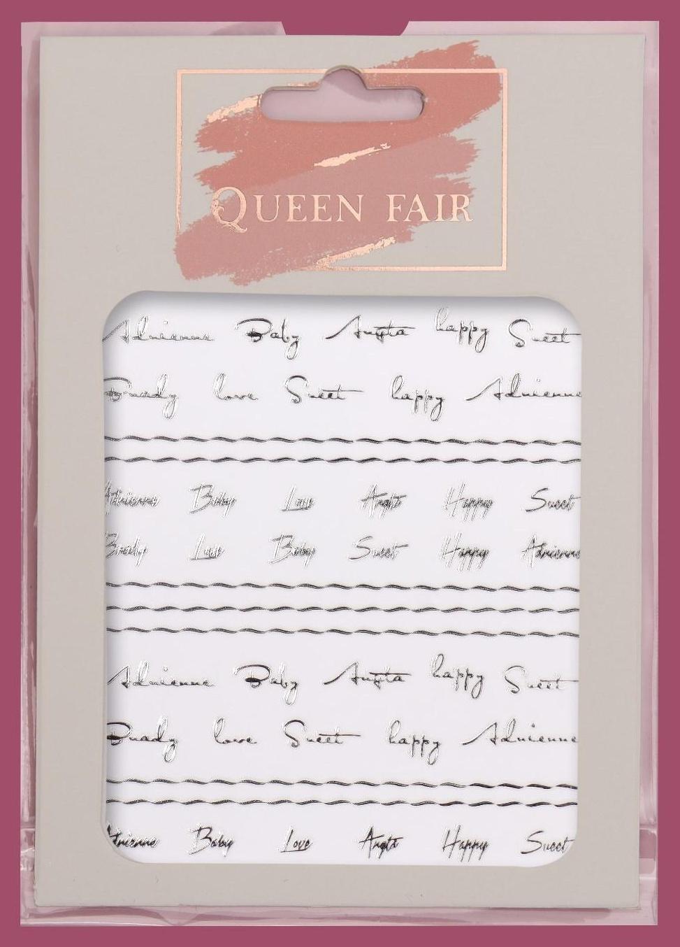 Наклейки для ногтей «Надписи», металлизированные, цвет серебристый