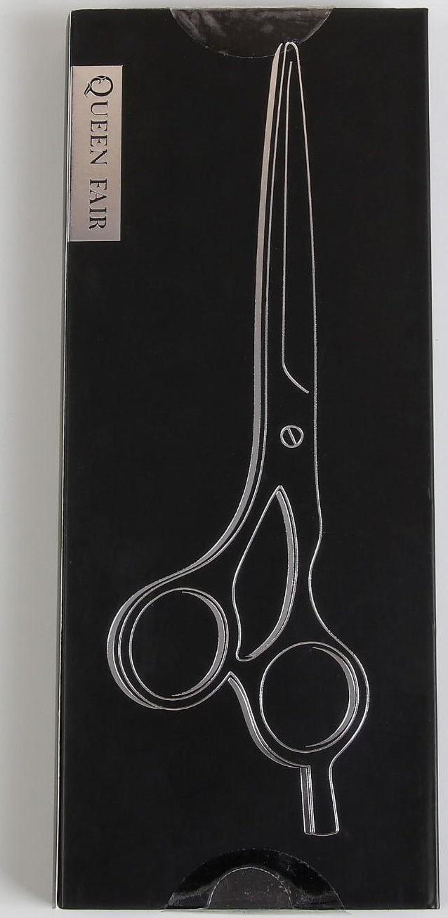 Ножницы парикмахерские с упором «Premium», загнутые кольца, лезвие — 6 см, цвет хамелеон