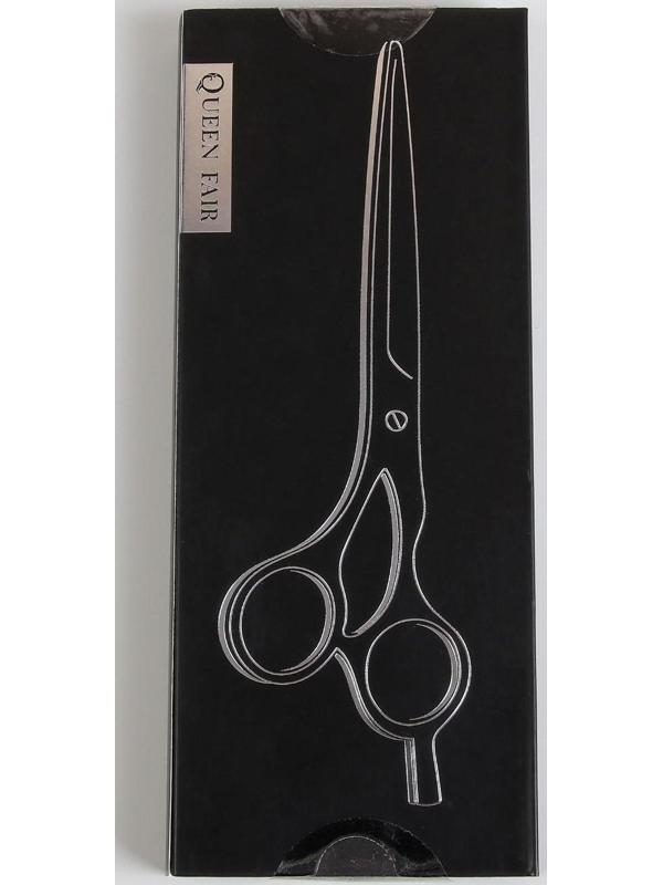 Ножницы парикмахерские с упором «Premium», загнутые кольца, лезвие — 6 см, цвет хамелеон