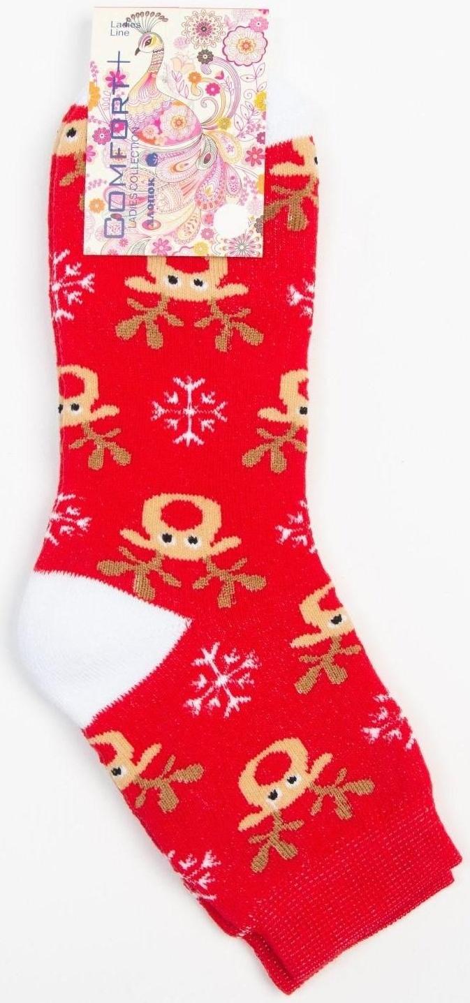 Носки женские махровые, цвет красный, размер 25