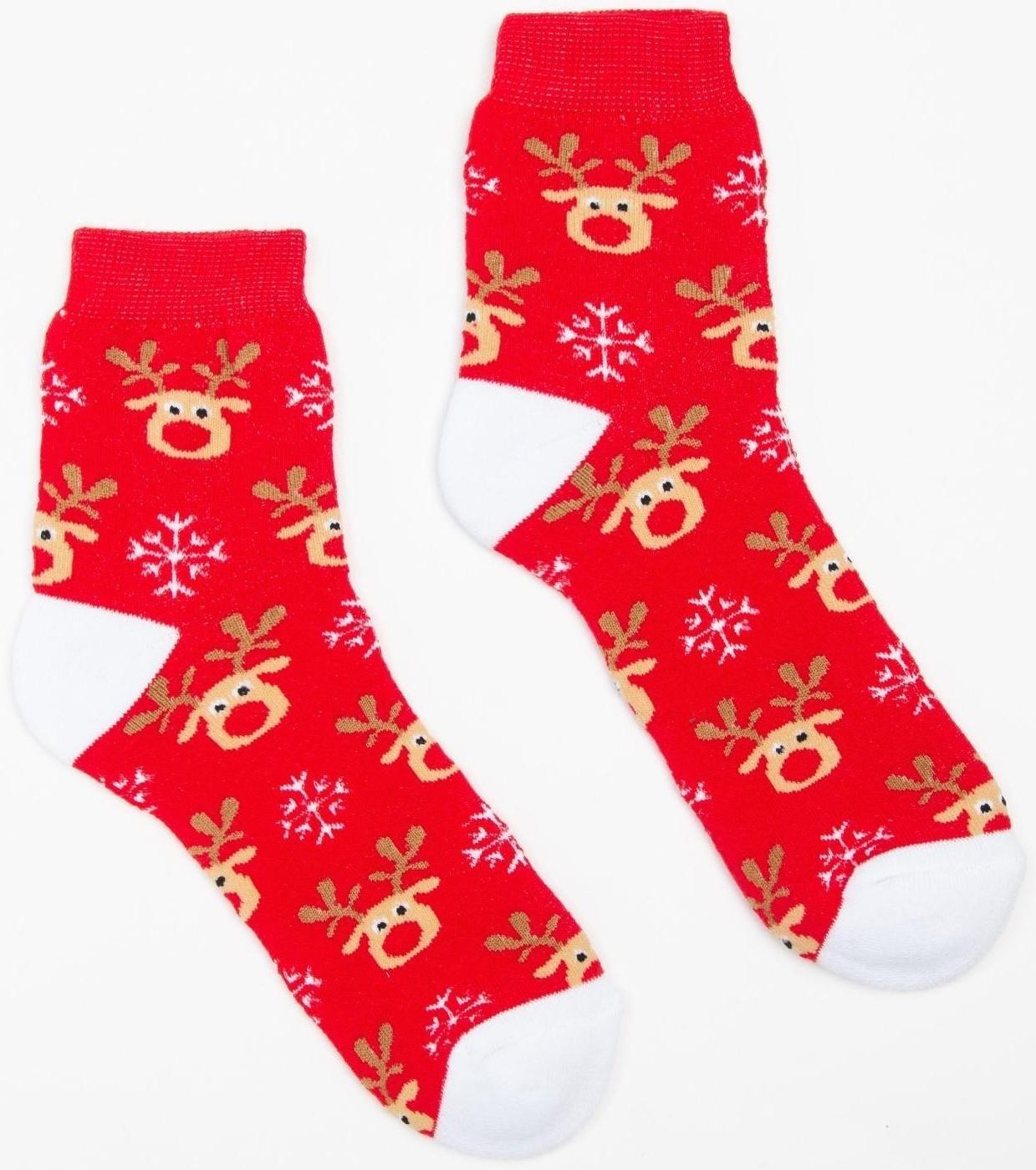 Носки женские махровые, цвет красный, размер 25