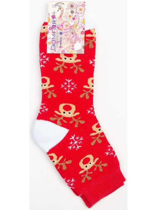 Носки женские махровые, цвет красный, размер 25