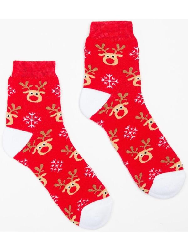 Носки женские махровые, цвет красный, размер 25