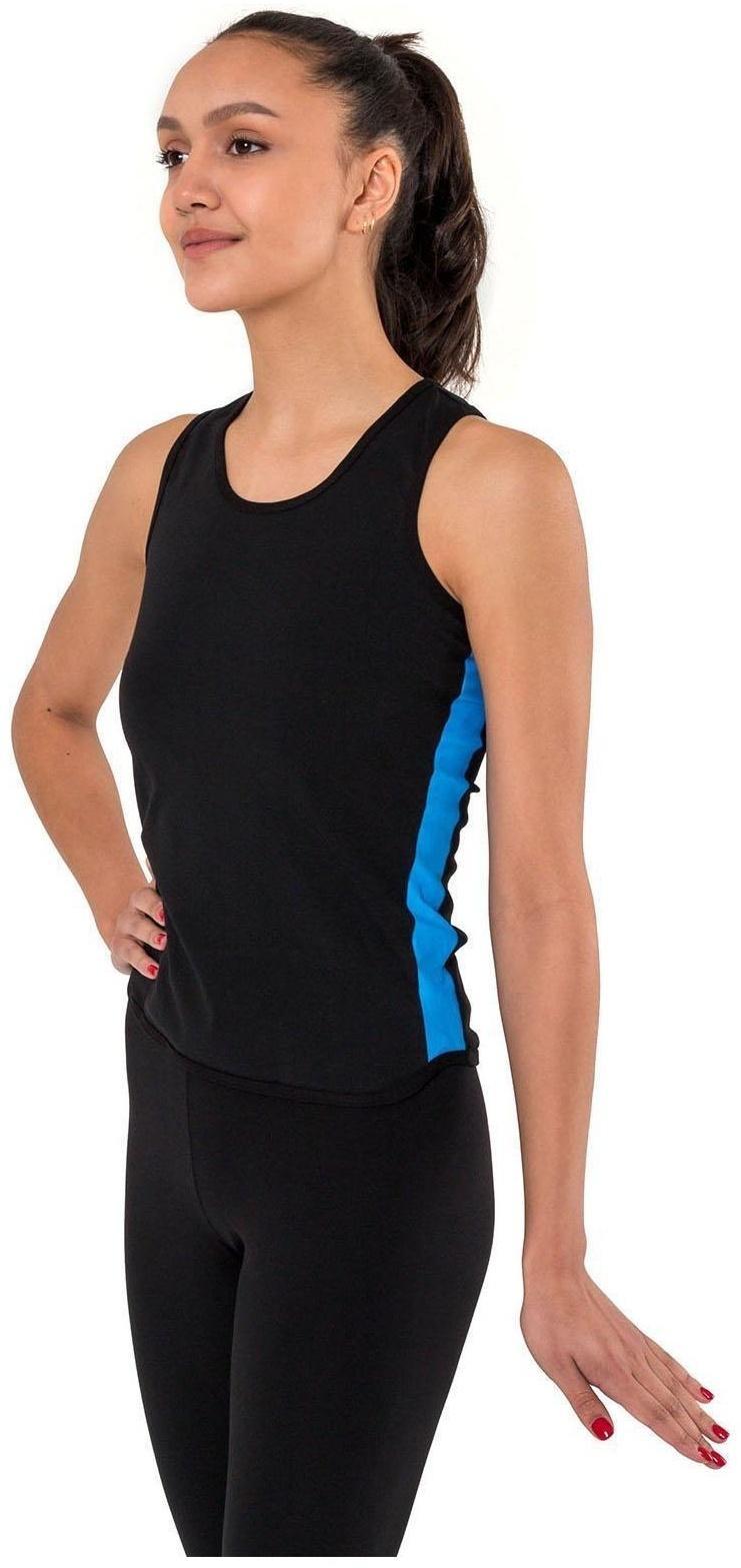 Майка-борцовка с лампасами, цвет чёрный/бирюза, размер 44