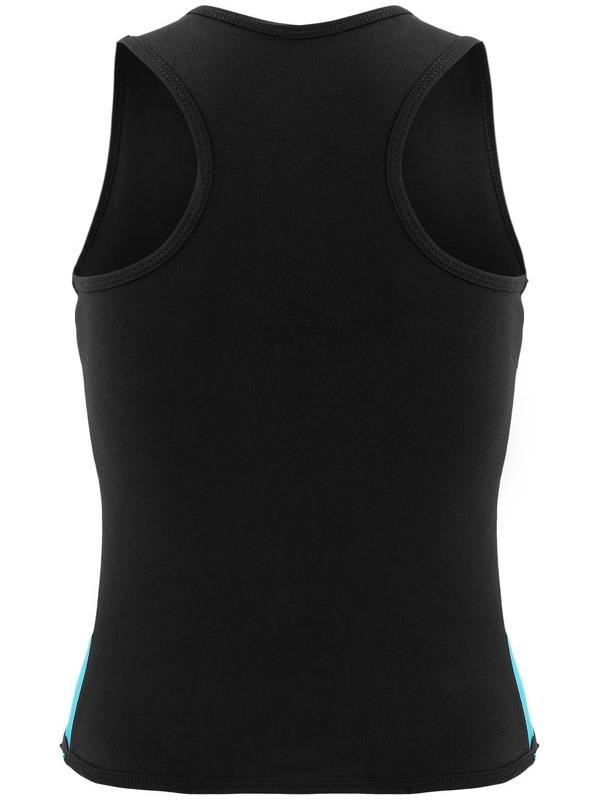 Майка-борцовка с лампасами, цвет чёрный/бирюза, размер 44