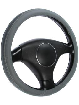 Оплетка Cartage, кожа PU, перфорация, размер 38 см, серый