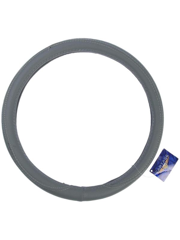 Оплетка Cartage, кожа PU, перфорация, размер 38 см, серый