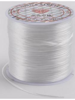 Нить силиконовая (резинка), плоская, L=50м, прозрачная
