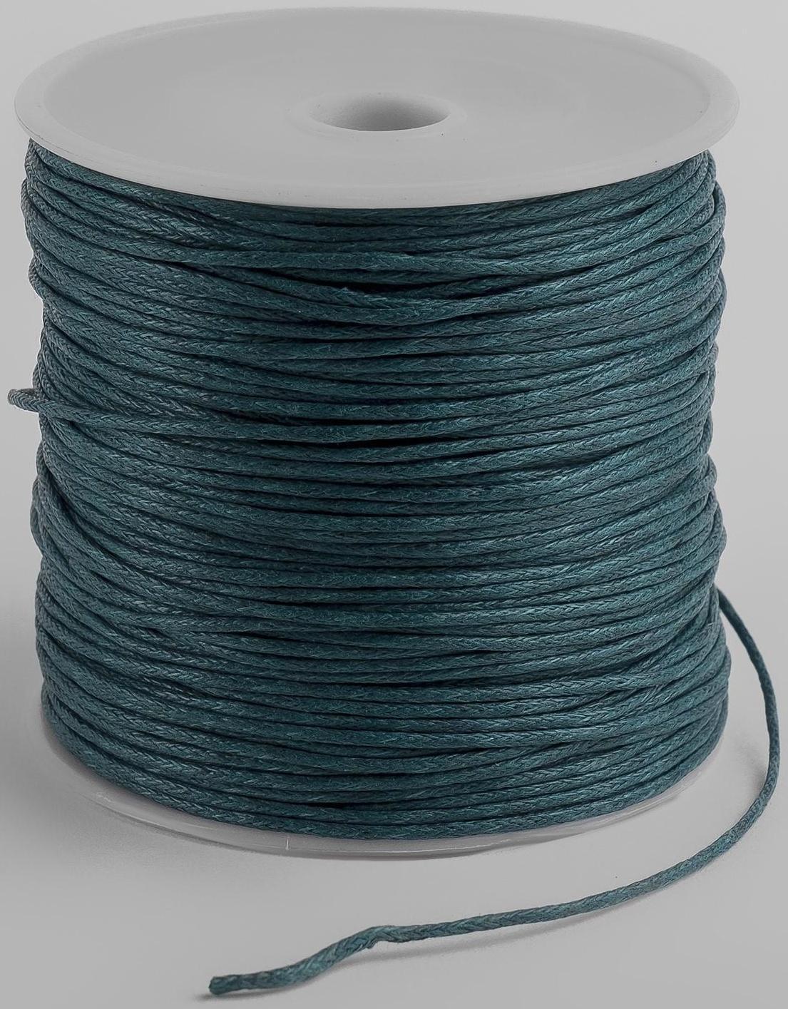 Шнур вощёный из полиэстра на бобине, d = 1 мм, L = 70 м, цвет зелёный