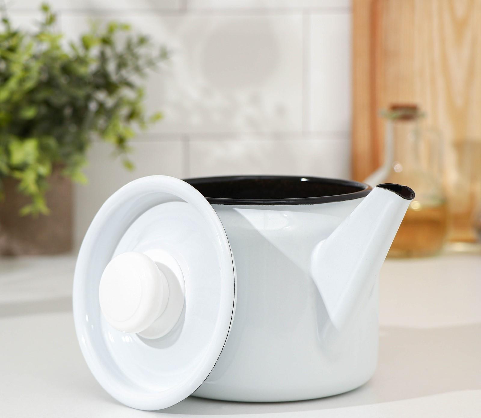 Чайник, 1 л, без деколи, индукция, цвет белый