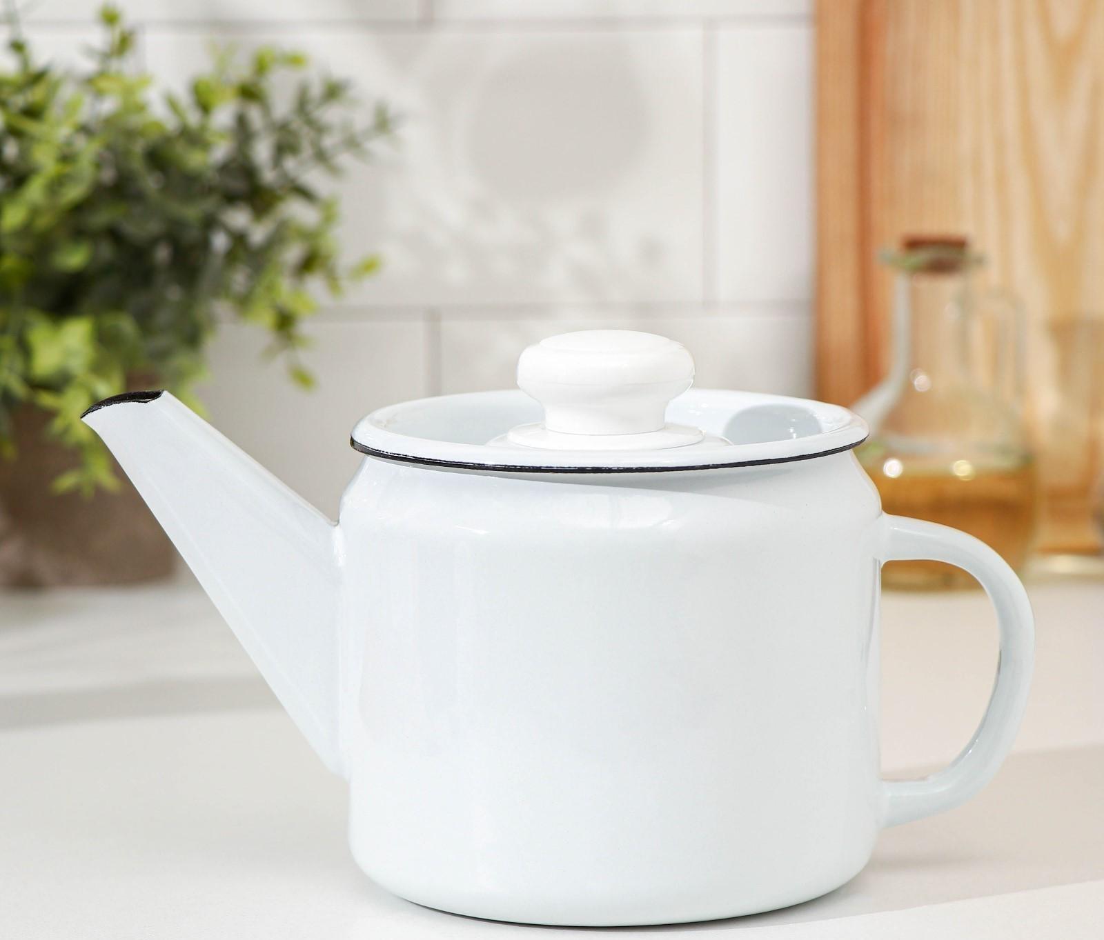 Чайник, 1 л, без деколи, индукция, цвет белый