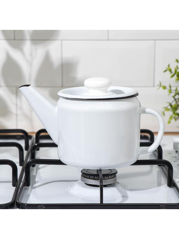 Чайник, 1 л, без деколи, индукция, цвет белый