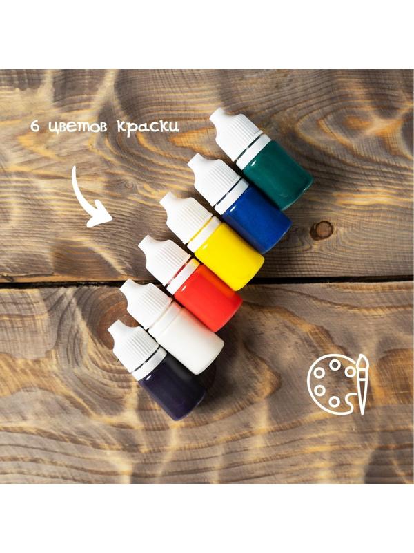 Набор для рисования эбру: краски 6 цв по 6 мл, 10 листов бумаги, загуститель 10 г, инструменты, поддон