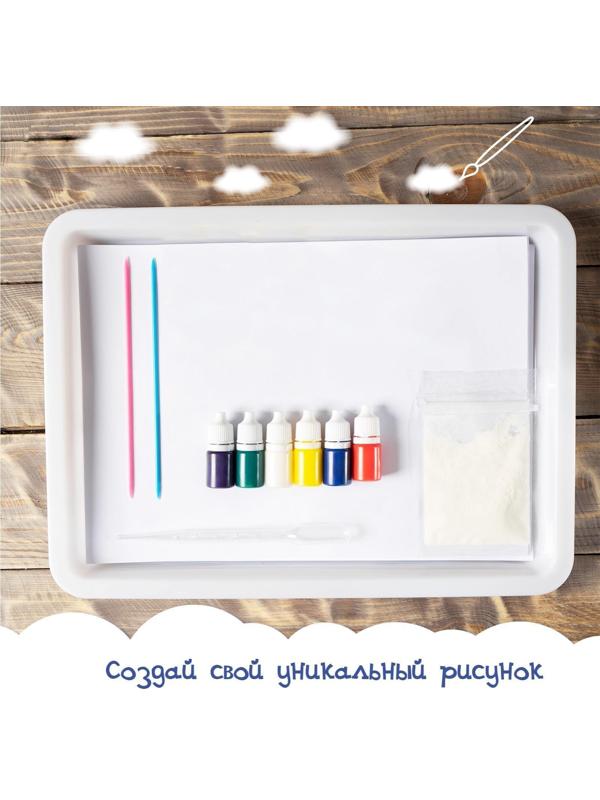 Набор для рисования эбру: краски 6 цв по 6 мл, 10 листов бумаги, загуститель 10 г, инструменты, поддон