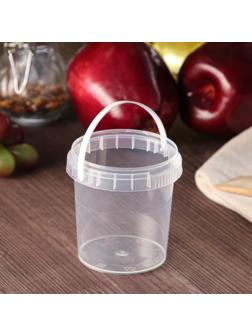 Ведёрко с белой ручкой, 155 мл, d=6,9 см, без крышки, цвет прозрачный