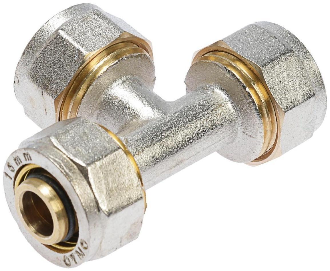 Тройник OTMO, обжимной, 16 мм, латунь