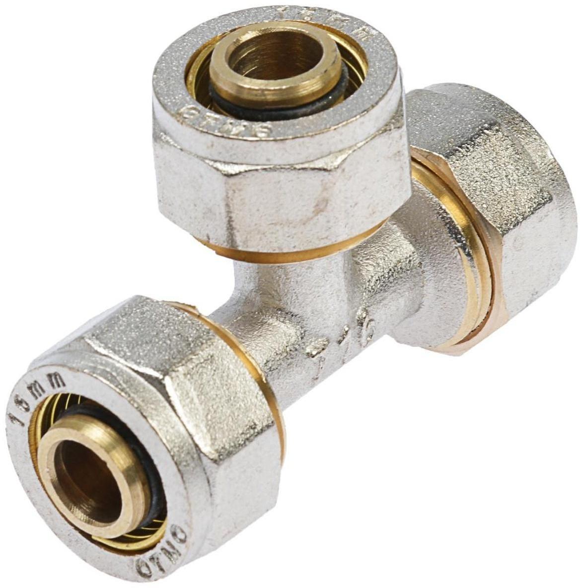Тройник OTMO, обжимной, 16 мм, латунь
