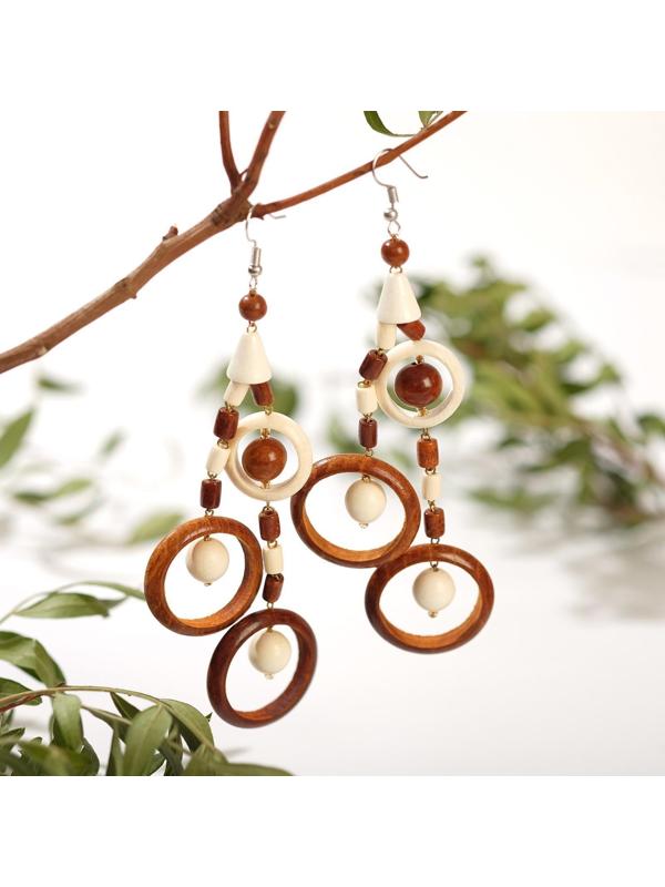 Серьги ручная работа, деревянные 