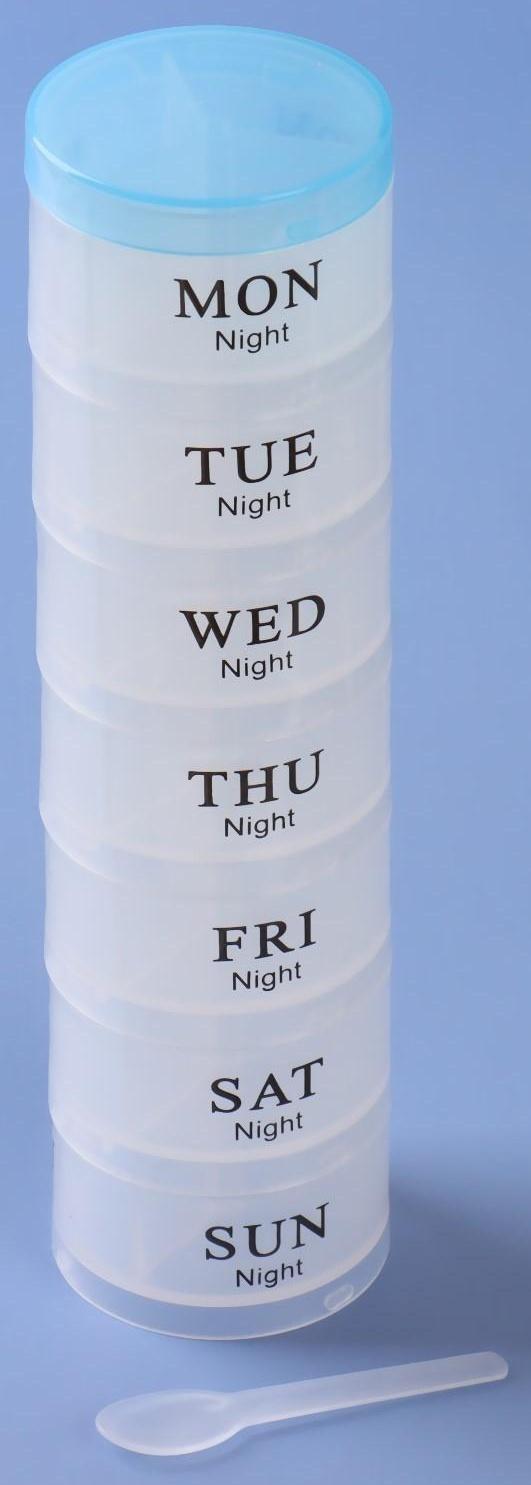 Таблетница-органайзер «Пирамида», английские буквы, утро/день/вечер, 7 контейнеров по 3 секции, цвет МИКС