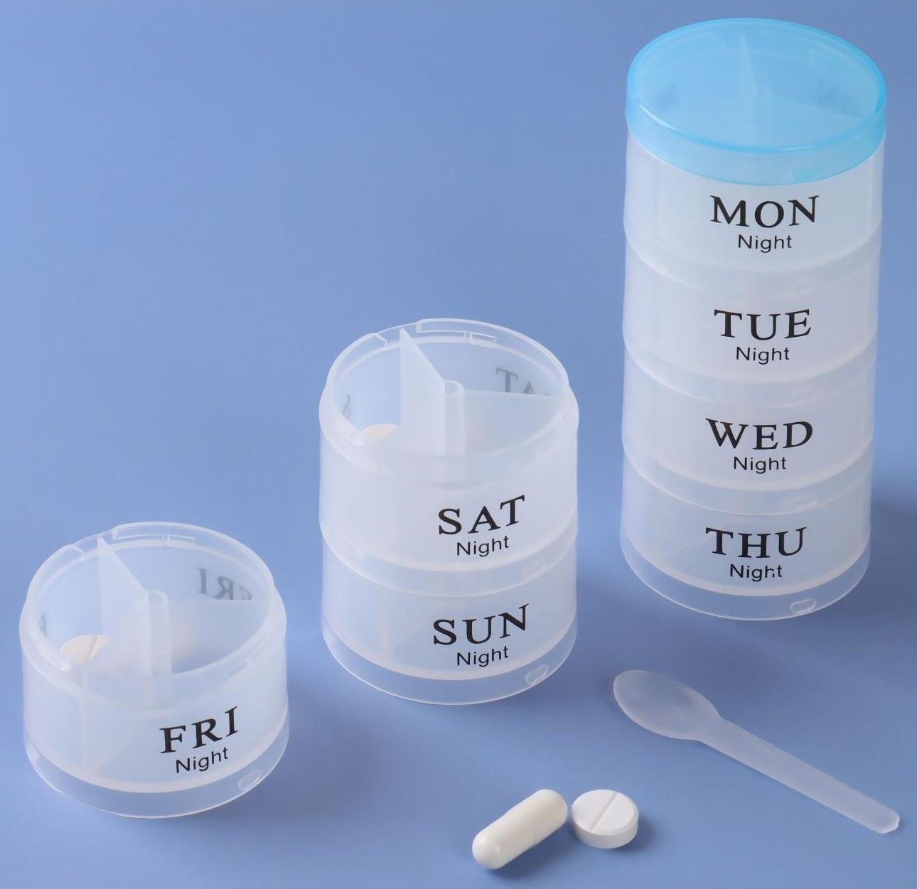 Таблетница-органайзер «Пирамида», английские буквы, утро/день/вечер, 7 контейнеров по 3 секции, цвет МИКС