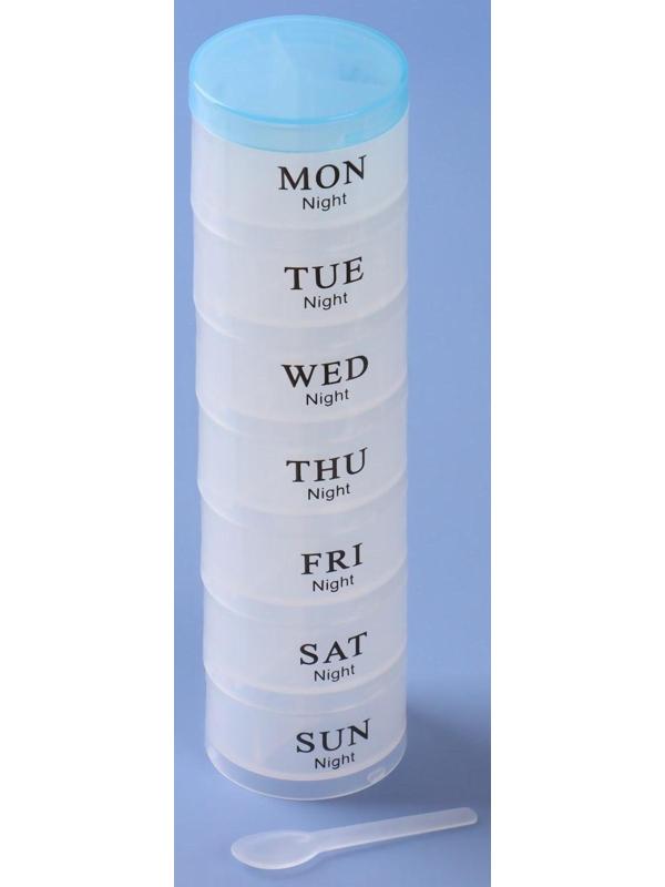 Таблетница-органайзер «Пирамида», английские буквы, утро/день/вечер, 7 контейнеров по 3 секции, цвет МИКС