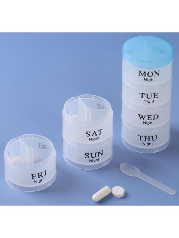 Таблетница-органайзер «Пирамида», английские буквы, утро/день/вечер, 7 контейнеров по 3 секции, цвет МИКС