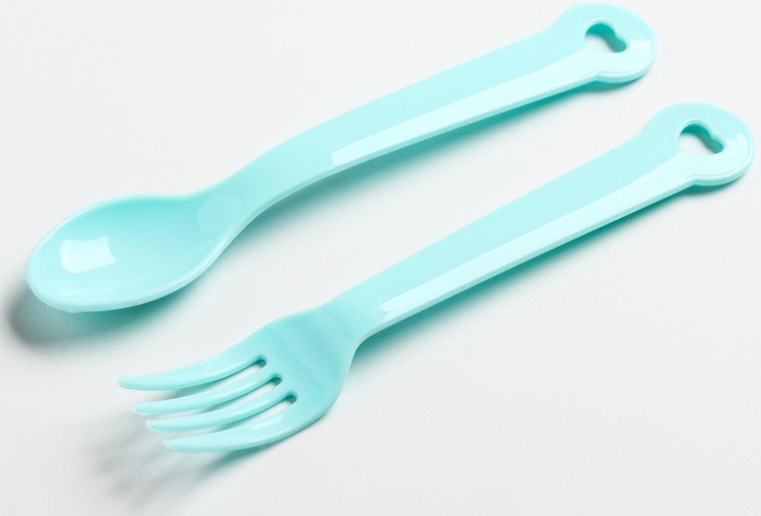 Набор посуды: 3 предмета, тарелка, вилка, ложка, цвет МИКС