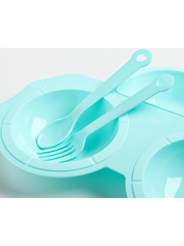 Набор посуды: 3 предмета, тарелка, вилка, ложка, цвет МИКС
