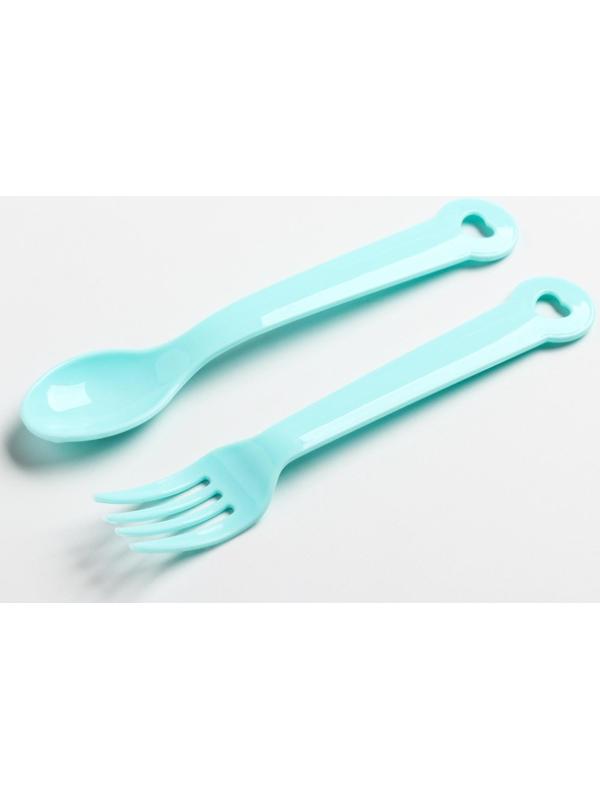 Набор посуды: 3 предмета, тарелка, вилка, ложка, цвет МИКС