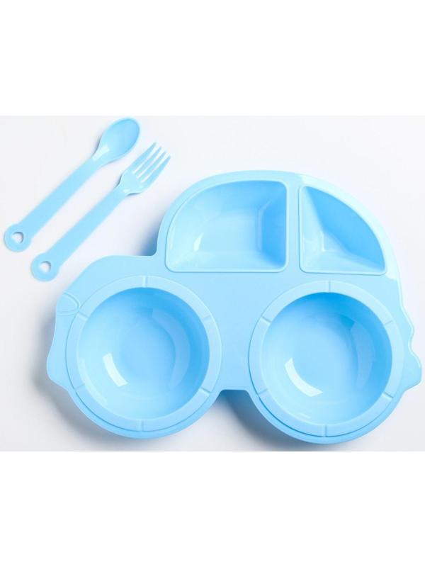 Набор посуды: 3 предмета, тарелка, вилка, ложка, цвет МИКС