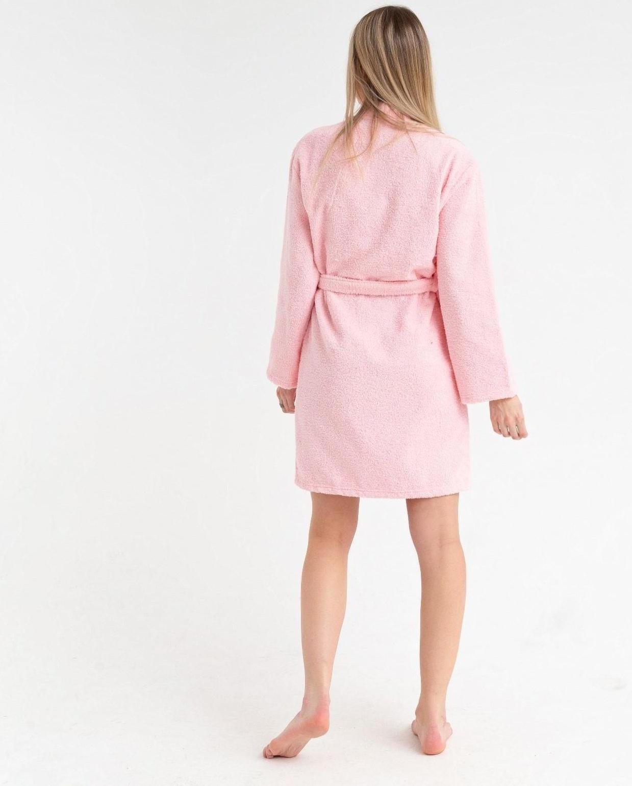 Халат махровый Экономь и Я женский, размер 46-48 цвет нежно-розовый, 100% хлопок, 320 гр/м2