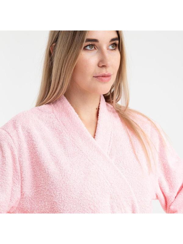Халат махровый Экономь и Я женский, размер 46-48 цвет нежно-розовый, 100% хлопок, 320 гр/м2
