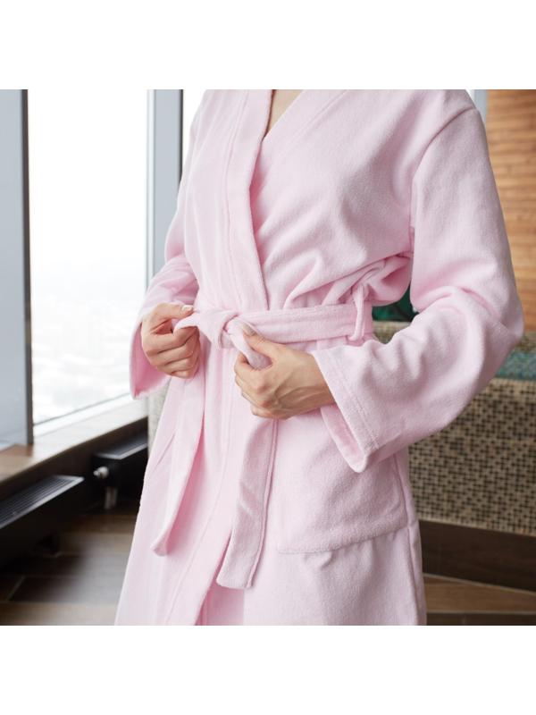 Халат махровый Экономь и Я женский, размер 46-48 цвет нежно-розовый, 100% хлопок, 320 гр/м2