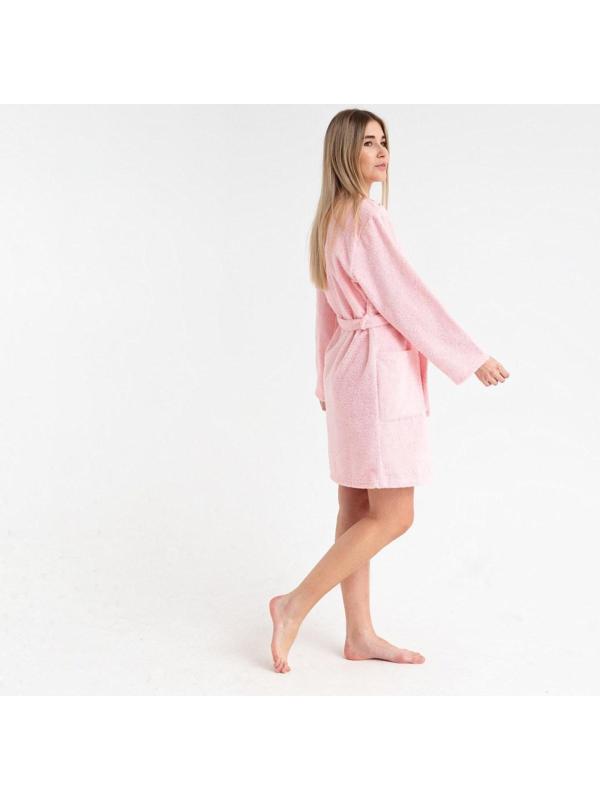 Халат махровый Экономь и Я женский, размер 46-48 цвет нежно-розовый, 100% хлопок, 320 гр/м2