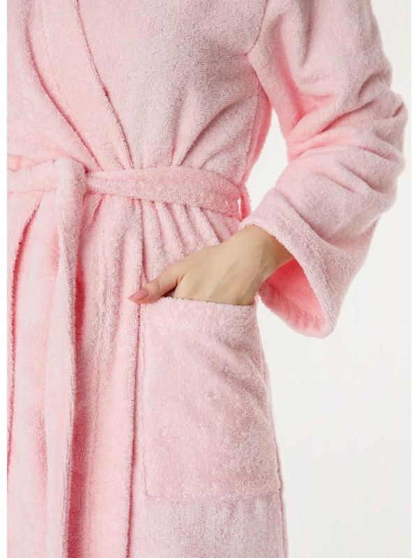 Халат махровый Экономь и Я женский, размер 46-48 цвет нежно-розовый, 100% хлопок, 320 гр/м2