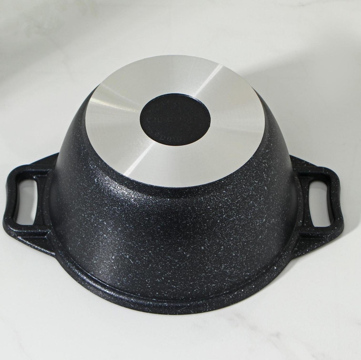 Кастрюля, 1 л, стеклянная крышка, антипригарное покрытие, цвет тёмный мрамор