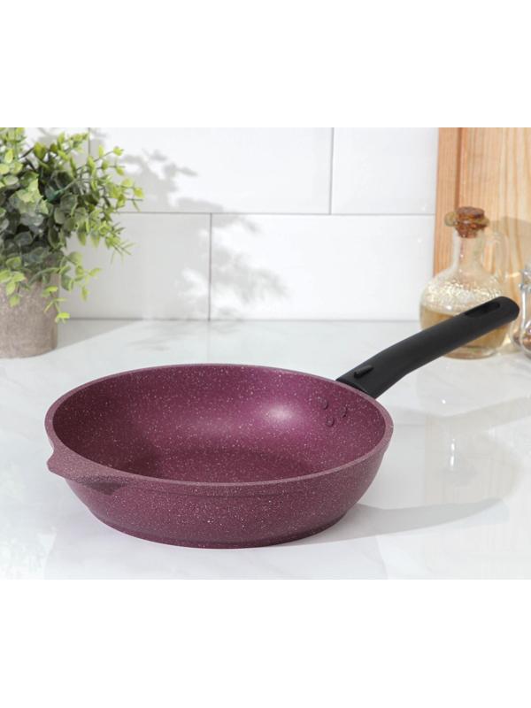 Сковорода Trendy style, d=24 см, съёмная ручка, антипригарное покрытие, цвет фиолетовый