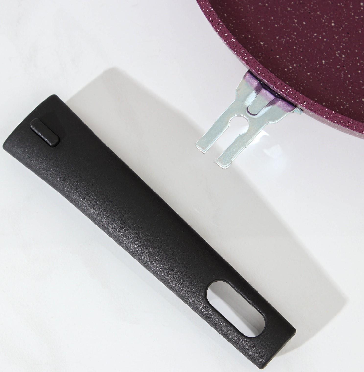 Сковорода Trendy style, d=26 см, съёмная ручка, антипригарное покрытие, цвет фиолетовый