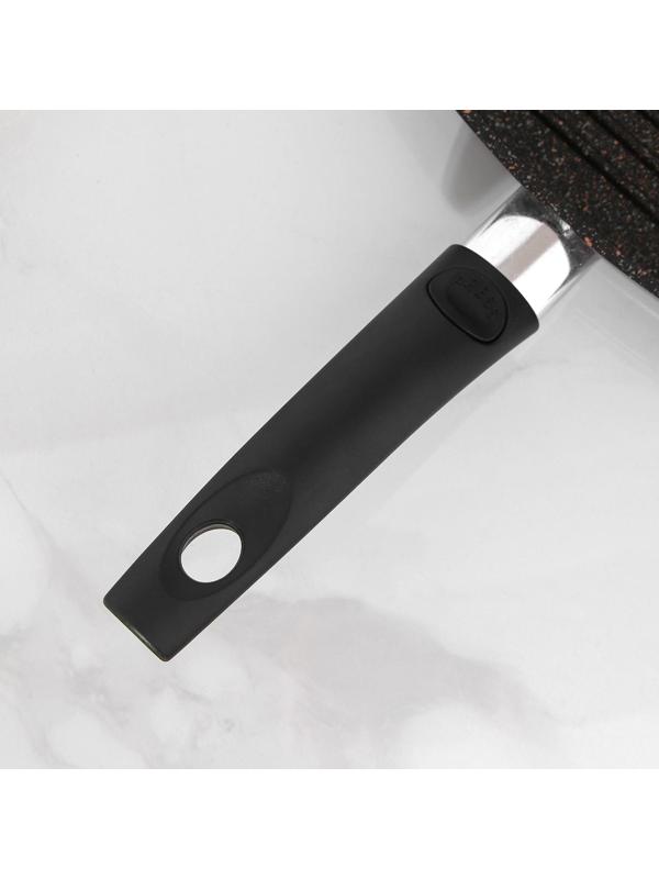 Сковорода-гриль квадратная Granit ultra, 28×28 см, съёмная ручка, стеклянная крышка, антипригарное покрытие, цвет чёрный