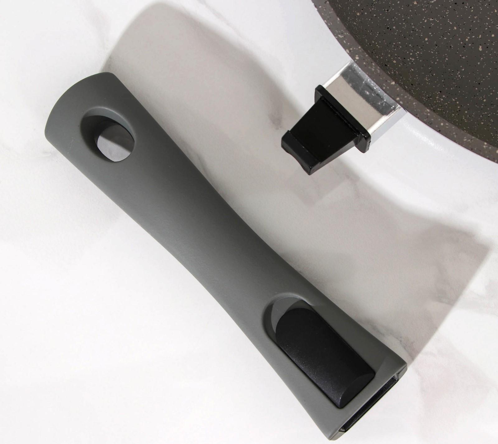 Сковорода, d=28 см, съёмная ручка, антипригарное покрытие, цвет светлый мрамор