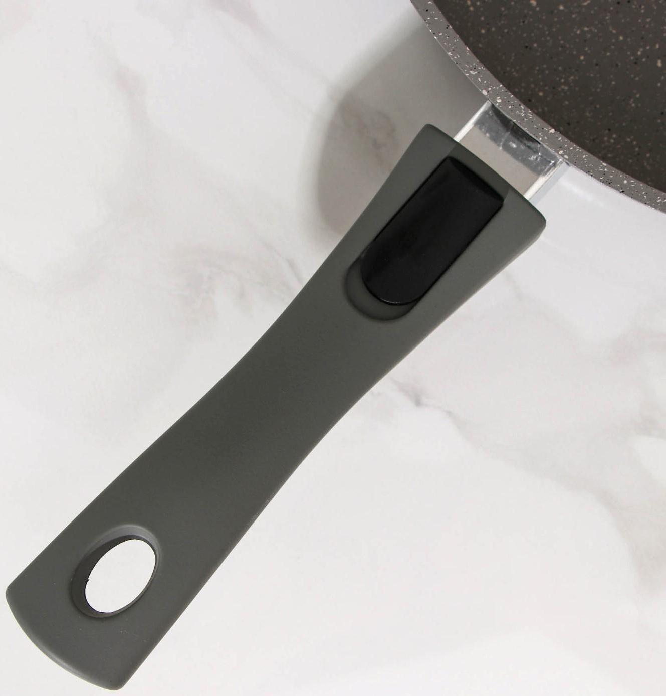 Сковорода, d=28 см, съёмная ручка, антипригарное покрытие, цвет светлый мрамор