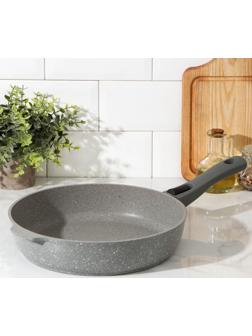 Сковорода, d=28 см, съёмная ручка, антипригарное покрытие, цвет светлый мрамор