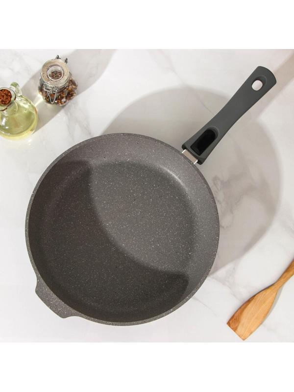 Сковорода, d=28 см, съёмная ручка, антипригарное покрытие, цвет светлый мрамор