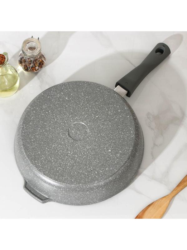 Сковорода, d=28 см, съёмная ручка, антипригарное покрытие, цвет светлый мрамор