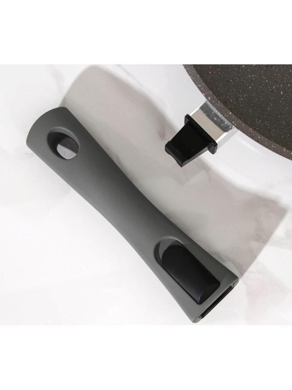 Сковорода, d=28 см, съёмная ручка, антипригарное покрытие, цвет светлый мрамор