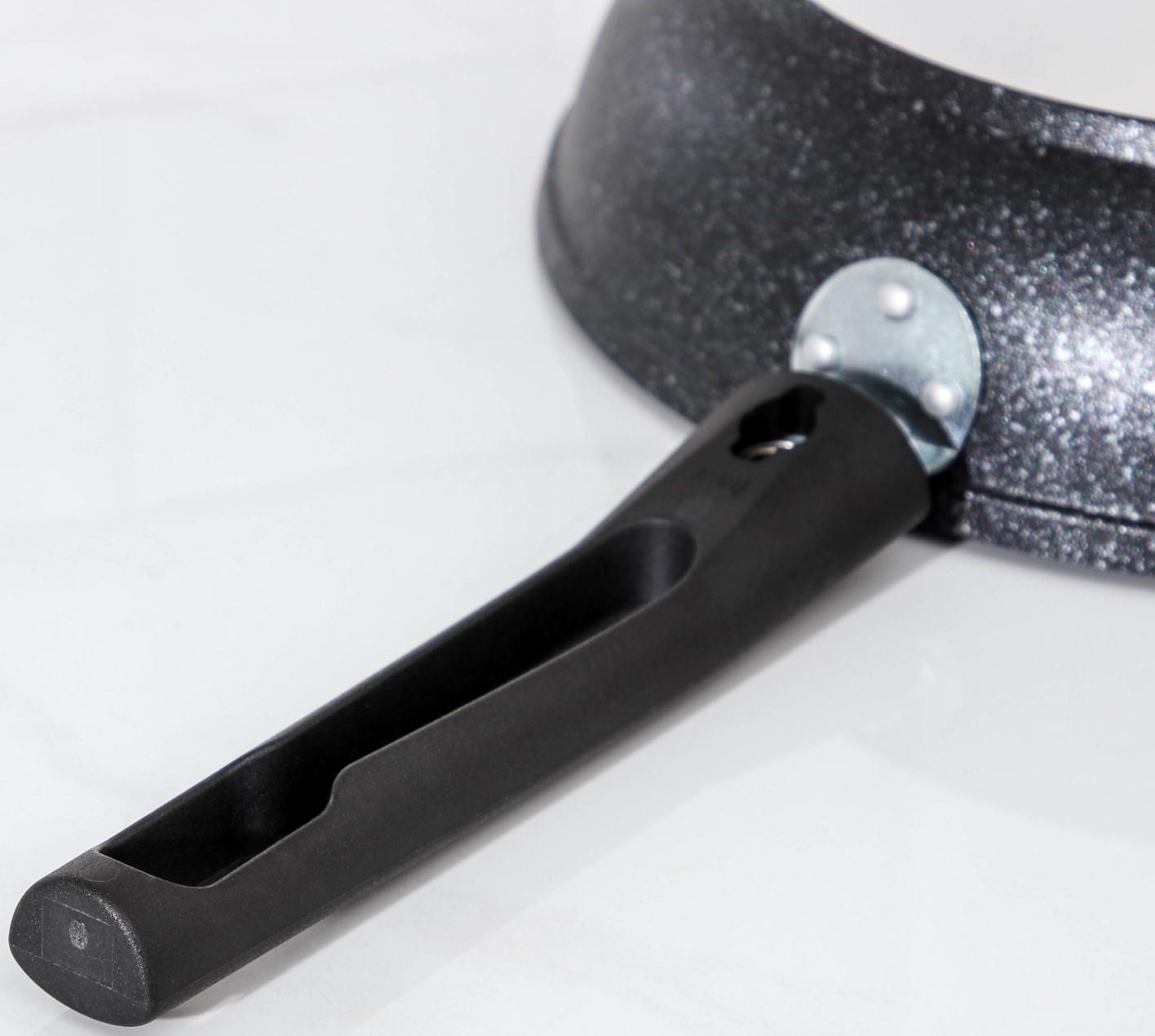 Сковорода, d=26 см, съёмная ручка, стеклянная крышка, антипригарное покрытие, цвет тёмный мрамор